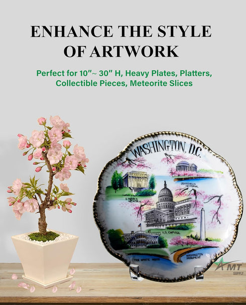 AMT 10 Inch Acrylic Plate Stands for Display - Holder Stand + Frame holder stand Picture, Decorative Plate, Book, Photo Easel (10 Inch)