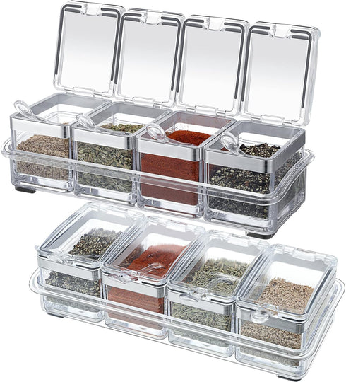 2 Set Acrylic Seasoning Organizer Box 10 x 4 x 3.2 in