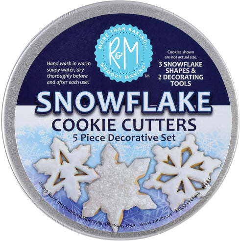 R&M International Snowflake Cookie Cutters, Assorted Designs, 5-Piece Set