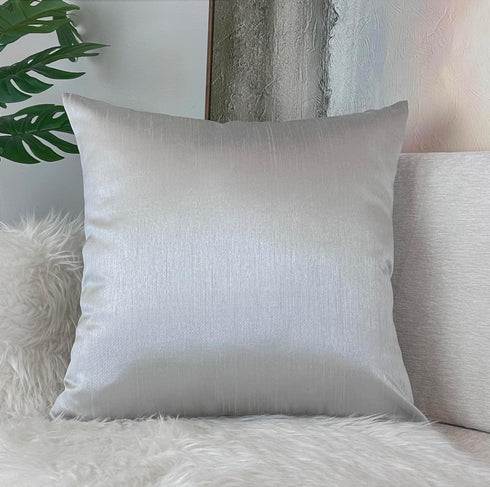 Aiking Home Collection 24x24 Inches Faux Silk Square Shams (Set of 2; Zipper Closure; Silver)