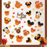 Mfault Hello Fall Cartoon Mouse Window Clings, 4 Sheets Autumn Stickers Decals for Seasonal Home Kitchen Decor