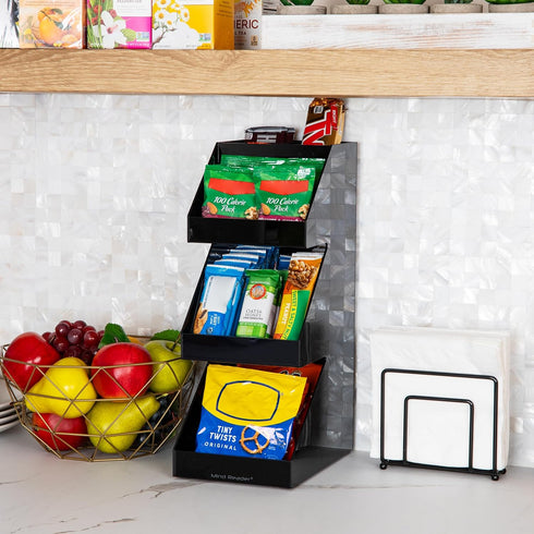 Mind Reader Coffee Tea Utensil and Condiment Station, Countertop Organizer, Black, 6"L x 9"W x 16"H
