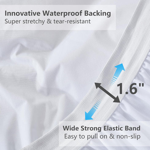 Twin Mattress Protector Waterproof, Pee Proof Quilted Fitted Cover for Kids, Soft Cooling Topper, White