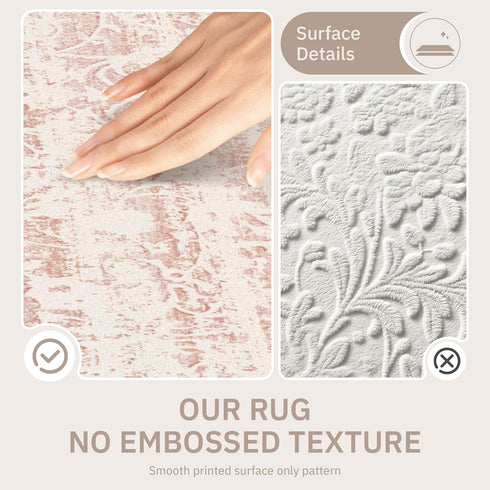 5x7 5'x7') Soalmost Pink Area Rugs for Baby Girl Nursery, Washable Rugs Vintage Floral Non-Slip Low Pile Soft Throw