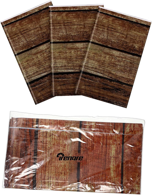 Irenare 3 Pcs Brown Wood Grain Tablecloths, Rustic Plastic Table Covers for Rectangle Table, Vintage Farmhouse