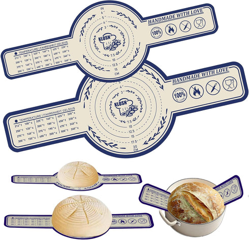 KLOSN Sourdough Bread Baking Mat, Large & Small Silicone Bread Sling for Dutch Oven, 500°F Heat-Resistant