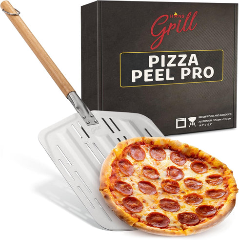 Hans Grill Pizza Peel PRO for XL Pizza 12 Inch+, Professional Non-Stick Paddle for Launching and Retrieving Pizzas