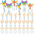 Leinuosen 30 Pcs Wind Chime Kit Hummingbird Wooden Wind Chimes Decorative Butterfly Windchimes