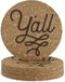 Y'all Texas Coaster Set, 4 Cork Coasters, 3.5 Inch, Texas Gift