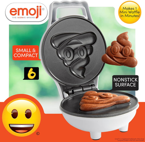 Emoji Poop Mini Waffle Maker - 4" Waffler Iron for Cute Smiley Face Pancakes or Waffles, Electric Non-Stick
