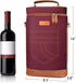 Tirrinia 2 Bottle Insulated Wine Gift Tote Carrier, Padded Cooler Bag for Travel, BYOB, Red