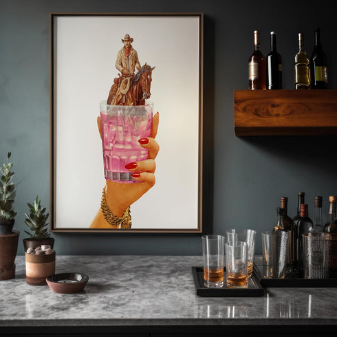 11x14 Poster Master Cocktail Print - Retro Western Cowboy Poster - Wild West Collage Art - Kitchen Wall Design