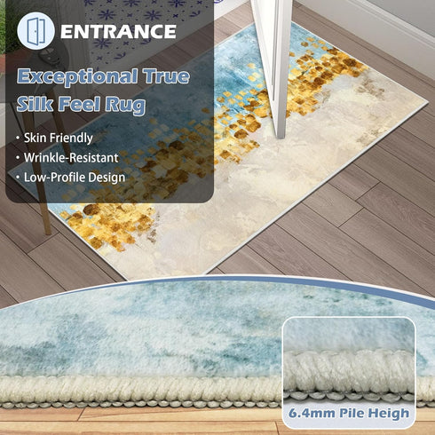 Runner Rug Washable 2x6 FT, Non Slip Abstract Carpet for Bedroom Kitchen Hallway Entryway Bathroom