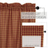 VHC Brands Burgundy Check Primitive Valance, 16"x72", Red Rod Pocket Cotton Kitchen Curtains