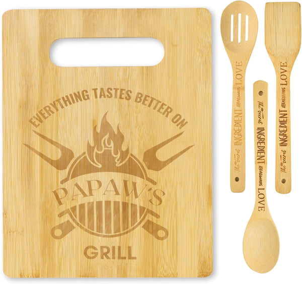 INNObeta Papaw Gifts Bamboo Cutting Board for Grandpa, 11.41"x8.66", Perfect for Father's Day and Christmas
