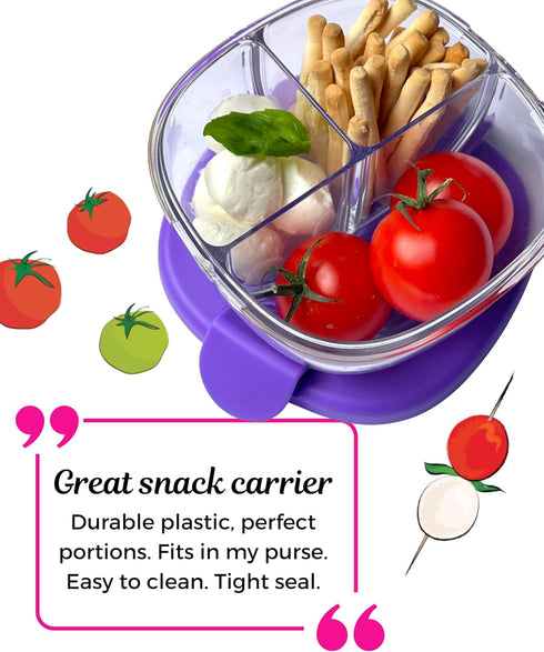 3 Yumbox Snack Bowl, Leakproof Compartments, Removable Lid, Microwave, Dishwasher Safe, Perfect for acai bowl, yogurt