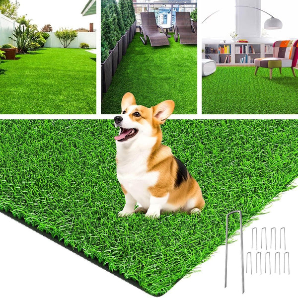 LOOBANI Realistic Artificial Grass Rug Indoor Outdoor, Dog Grass Mat with Drainage