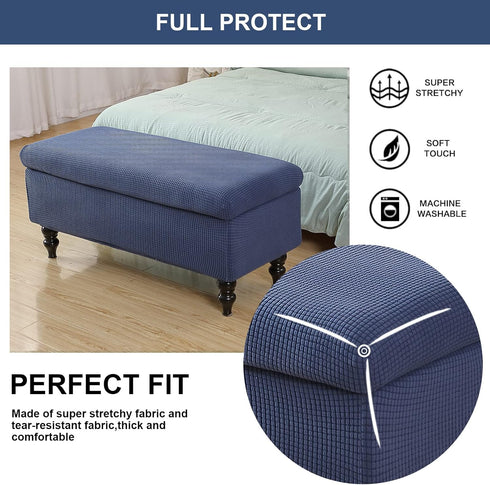 FUANGUI Ottoman Cover Stretch Storage Ottoman Bench Slipcover Printed Folding Storage Bench Ottoman Cover Footrest