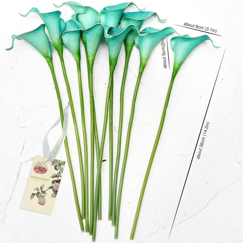 FiveSeasonStuff Real Touch Calla Lily Artificial Flowers Wedding Bridal Bouquet, 15 Calla Lilies (Marine Blue)