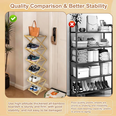 Closet Closet, (4 Simcat Shoe Rack for Bamboo Shoe Storage Freestanding Shoe Storage Shelf for Entryway, Front Door