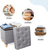 15"x12.6"x15.4 CAROLMADE Folding Storage Ottoman Cube Linen Footstool with Wood Legs Ottoman Footrest for Living Room