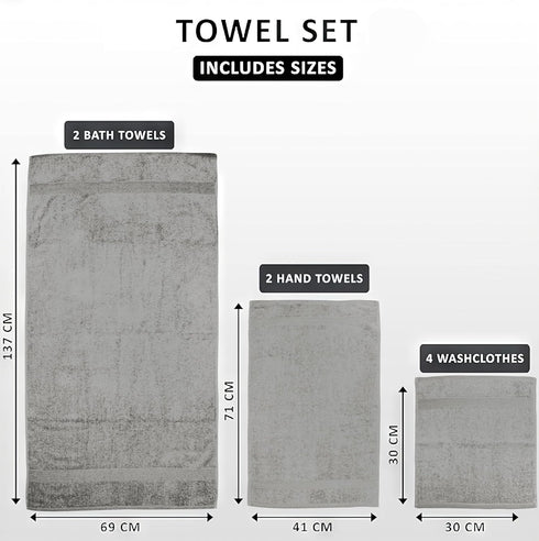8 Set, 2 2 4 Softolle Luxury Piece Towel Bath Towels Hand Towels Washcloths, Towels for Bathroom, Home, Spa & Gym