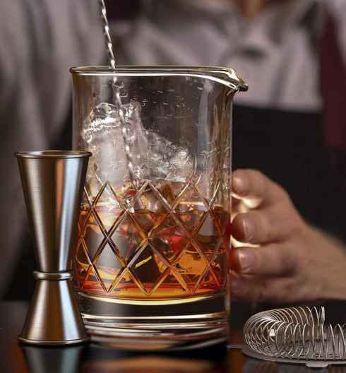 Set Spoon-4 (24 Oz) MOFADO. Premium Crystal Cocktail Mixing Glass - Bartender Tools/Bar Accessories -Thick Bottom
