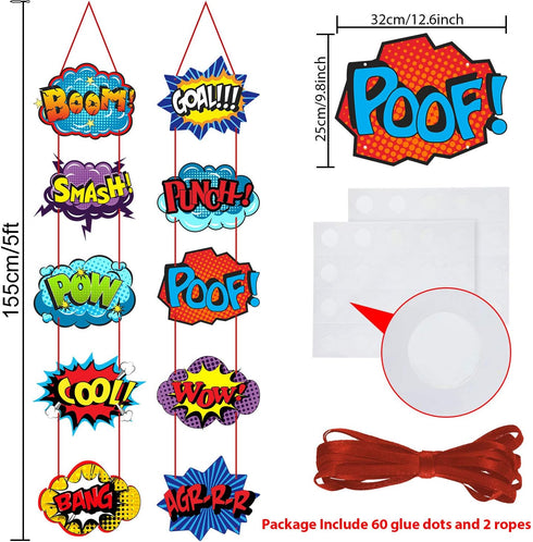 Poen Hero Themed Party Decorations - Large Hero Action Sign Fun Cutouts for Birthday Baby Shower Party Supplies, 10