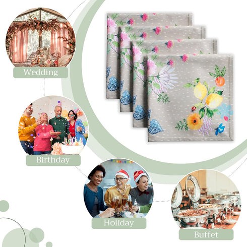 Maison d' Hermine Cloth Napkins Set of 4, 100% Cotton, Reusable Square Napkins for Dinner, Party, Wedding (Jardin D'Ete