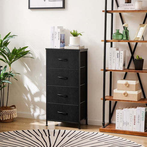 Sweetcrispy Dresser for Bedroom with 4 Drawers, Skinny Fabric Storage Tower, Chest of Drawers for Closet, Living Room