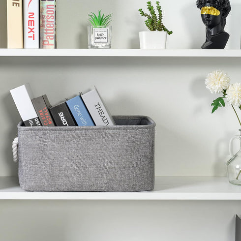 2 Pack Closet TheWarmHome Large Storage Bins Basket, Grey Fabric Storage Cubes for Changing Table Nursery Livingroom