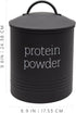 AuldHome Enamelware Protein Powder Canister (Black), Modern Farmhouse Style Storage for Kitchen