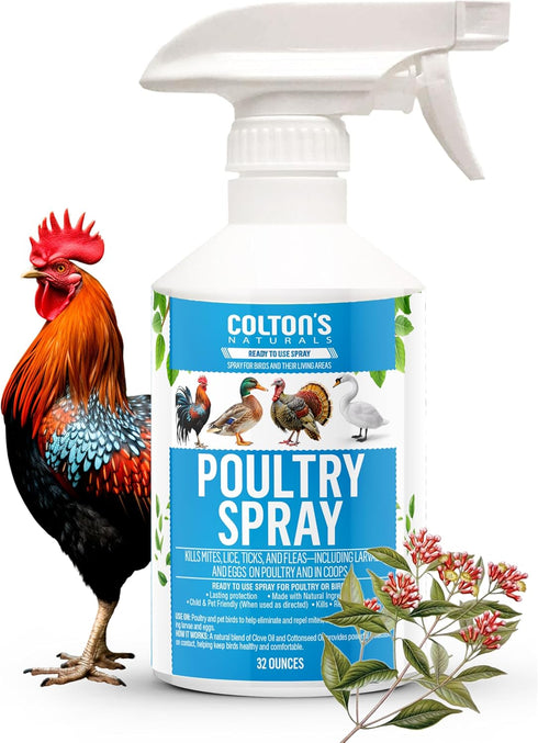 Coltons Naturals Poultry Spray 32 oz for Chickens Helps with Mites, Lice,