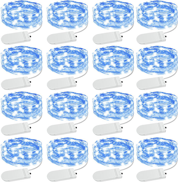 Olafus 16 Pack Blue Fairy Lights Battery Operated, IP68 Waterproof Mini String