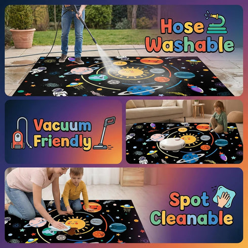 Decor,3'5' Space Rugs for Kids Bedroom,Outer Space Rug for Boys Room with Solar System,Planets Theme Area Carpet