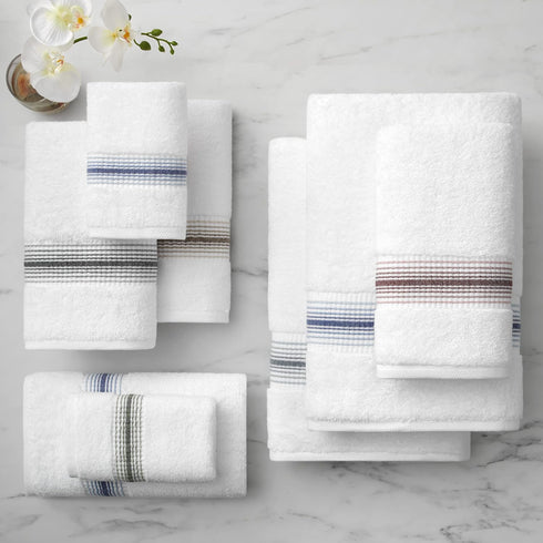 Pack 8, 100% 600 13 13 Aston & Arden Aegean Ombre Stripe Washcloth, of Turkish Cotton GSM Soft Absorbent Face & Body