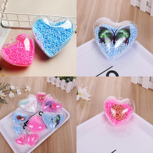 Jangostor 20 Packs Clear Heart Ornaments Balls for DIY Valentine Decorations, 6.5CM Plastic Fillable Baubles