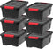 IRIS USA 13 Qt Stackable Plastic Storage Bins with Lids, 6 Pack - Durable BPA-Free Nestable Containers for Garage