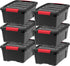 IRIS USA 13 Qt Stackable Plastic Storage Bins with Lids, 6 Pack - Durable BPA-Free Nestable Containers for Garage