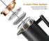 Black French Press Coffee Maker 12oz, Stainless Steel Insulated Coffee Press with Rose Gold Lid, 2 Extra Screens & 1