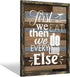 Kitchen Quote Wooden Wall Art: Framed Inspirational Bless Picture First We Eat