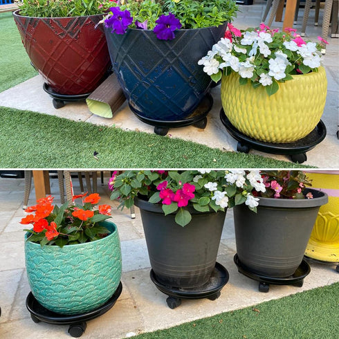 4 Packs 11.8" Plant Caddy with Wheels Plastic Rolling Plant Stands Heavy-duty Plant Dolly with Casters Indoor Outdoor