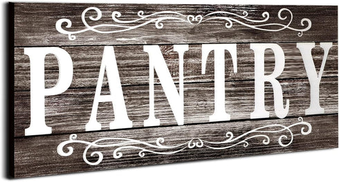 Rustic Farmhouse Pantry Sign Wall Decor, Wooden Hanging Art for Home Room Holiday Decoration, 16 x 6 Inches (Gray)