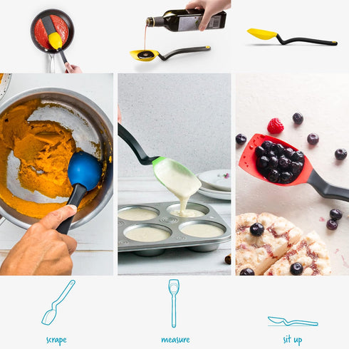 Dreamfarm Supoon Non-Stick Spoon - Sit-Up Silicone Scraping, Serving, Cooking, 11" Yellow