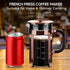 French Press Coffee Maker, 304 Stainless Steel, 4 Filters System, Heat Resistant Borosilicate Glass