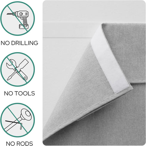 HOMEIDEAS 1 Panel Linen French Door Curtains, 26 X 20 Inch Thermal Insulated Shades for Front Door, Light Grey