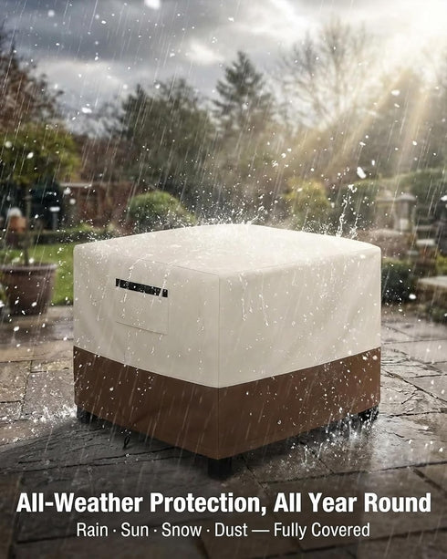 Yagvany 600D 32 32 18 Inch, Waterproof Patio Ottoman Cover, Square Outdoor Side Table Furniture Cover with Padded