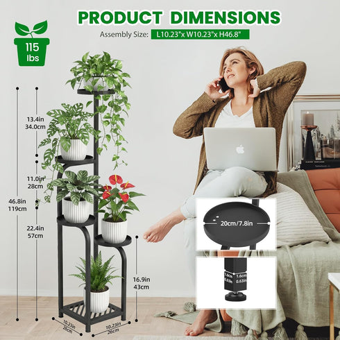 5 TOSKING Tier Tall Plant Stand Indoor Outdoor,Anti-Tip Plant Stand indoor, Wide Base for Pots, Child and Pet