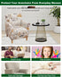 1 Sofa,02 CRFATOP Stretch Piece Chair Covers with Arms Printed Accent Chair Cover Armchair Flower Soft Banquet Armchair