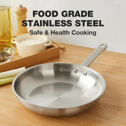 KOCH SYSTEME CS Stainless Steel Pan 10 Inch, Stainless Steel Frying Pan for Professional Cooking, PFAS-Free Stainless Steel Pan with Stay-Cool Handle, Induction Compatible Stainless Steel Skillet by KOCH SYSTEME CS